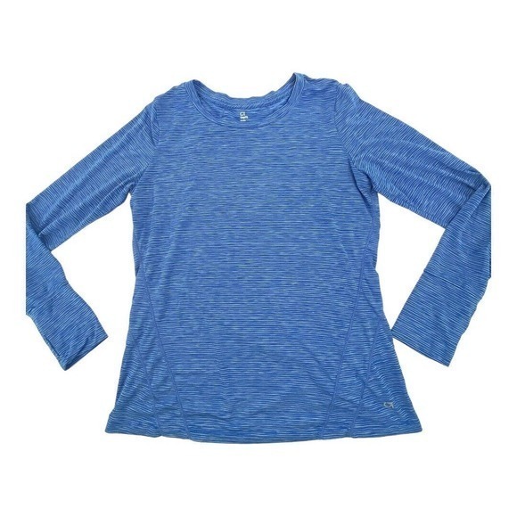 Gap Fit Work Out Long Sleeve Dri Fit Blue Stripe Womens Large - Picture 3 of 7